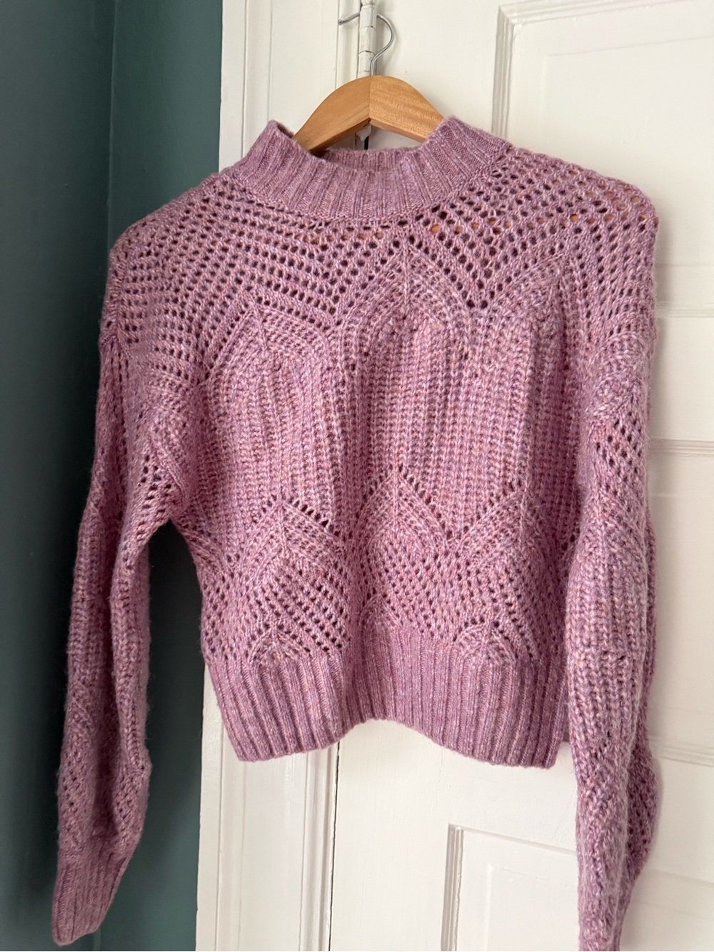 Astr Soft Open-Knit Lavender Crewneck Sweater Size Small